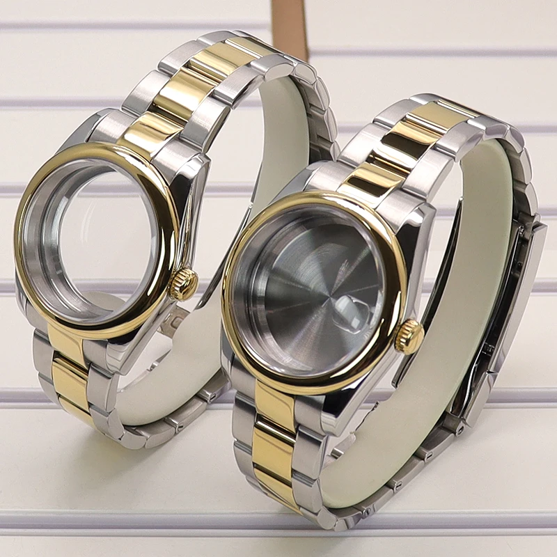 

Silvery And Gold 36mm/40mm Round Edge Watch Case Bracelet For Seiko NH34 NH35 NH36 NH38 Miyota 8215 Movement 28.5mm Dial Oyster