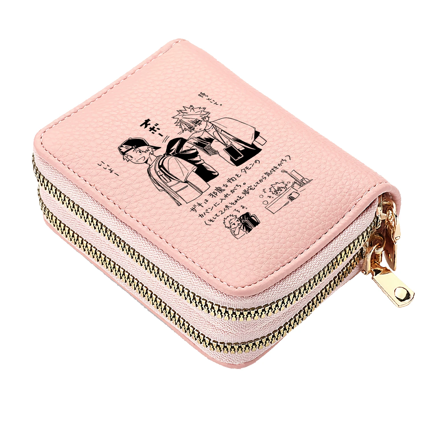 Anime Phantom Busters Girls Cute Short Wallets Double Zipper Cartoon Design Card Holders Coin Purses Small Money Cash Clutch Bag