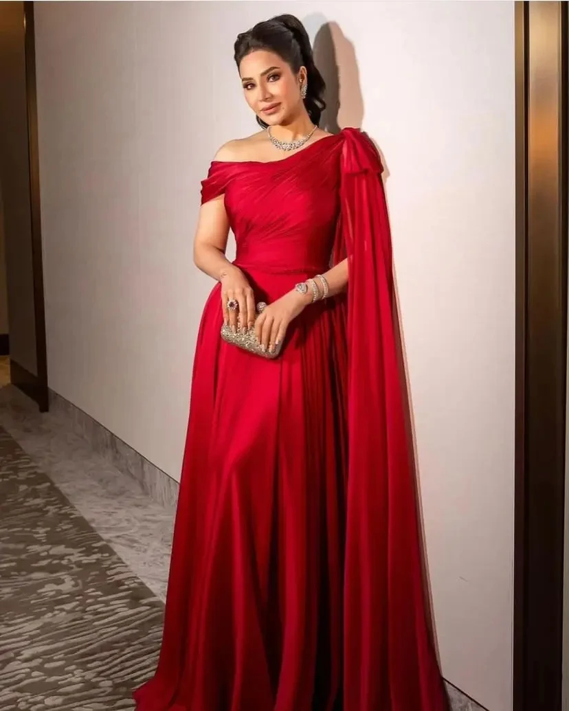 XIXI فساتين سهرة A-Line One-Shoulder Floor-Length Ruffle Beadings Zipper Up Lining Formal Dresses Wedding Party Dress Vestidos D