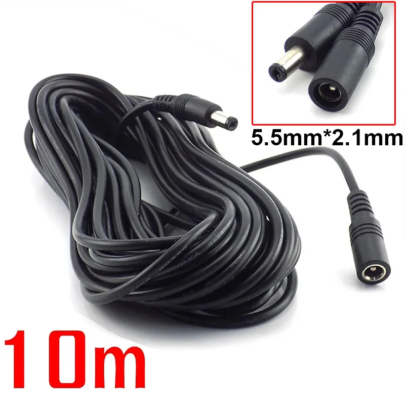 

10m 5.5 x 2.1mm DC Power connector Jack Adapter lead cord 20AWG 12v cable DC female to Male Extension external Plug