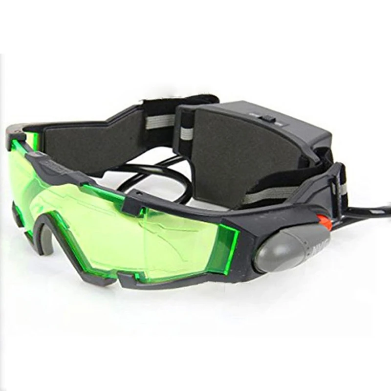 Ajustável LED Night Vision Motocicleta Goggles, Motorbike Racing, Caça Óculos, Óculos com Flip-Out Light, Windproof