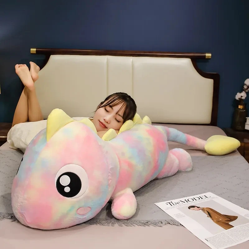 

80/100/120CM Long Giant Colorful Dinosaur Plush Toys Lovely Animal Dino Pillow Stuffed Soft Cushion for Baby Girls Xmas Gift