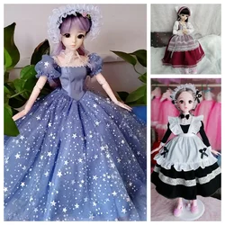 60cm Doll Clothes 1/3 BJD Doll Fashion Casual Wear Retro Lolita Princess Dress Doll Accessories, Toys for Girls
