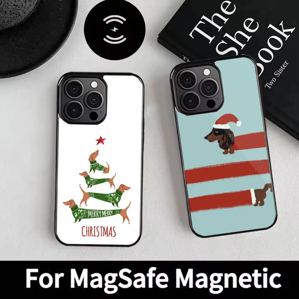 

Dachshund Sausage Dog Phone Case For iPhone 17 16 15 14 13 12 Pro Max Plus for Magsafe Mirror Wireless Magnetic Cover