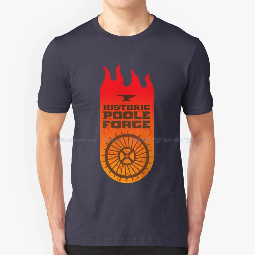 Poole Forge Wheel Logo T Shirt 100% Cotton Tee Poole Forge Water Wheel Historic Anvil Fire Coveredbridge