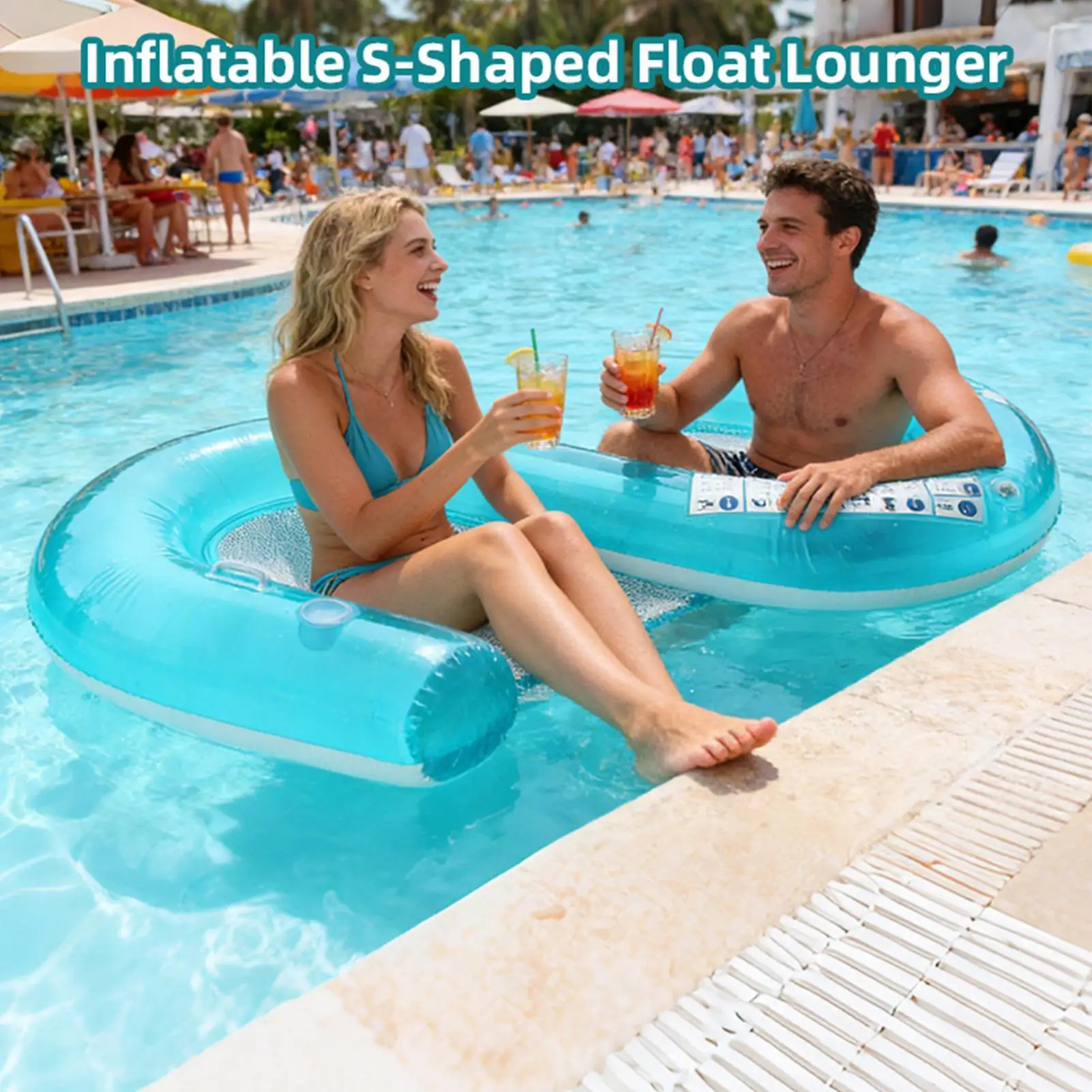 

Надувной плот-шезлонг для двоих с подголовником, складной, для пляжа и озера, для загара и отдыха вдвоем или в семье