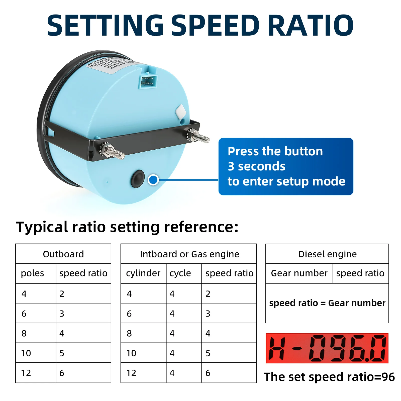 0-8000RPM Universal 85mm Car Boat Waterproof Marine Tachometer Gauge with Hour Meter 8K RPM Meter 9-32V Red Backlight