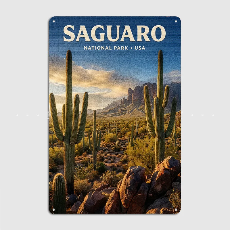 Saguaro National Park Travel Vintage Poster Metal Sign Custom Room Decor Home Decor Posters Indoor Wall Decoration