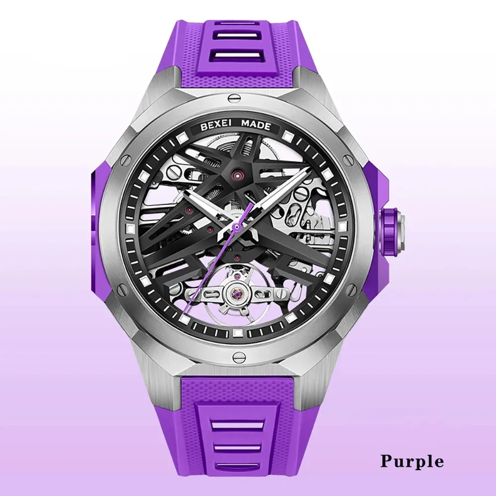 

BEXEI Automatic Mechanical watches for man Skeleton Self-wind Movement Luminous Waterproof Watch men Luxury 9121