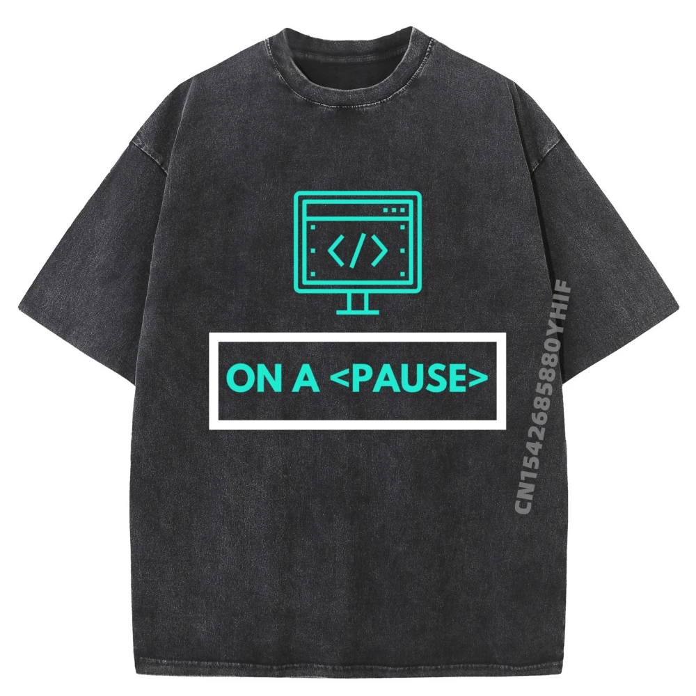 

On A Pause Design Computer Geek Роскошная футболка для мужчин Высококачественные графические футболки Стираные топы Футболка Роскошная одежда