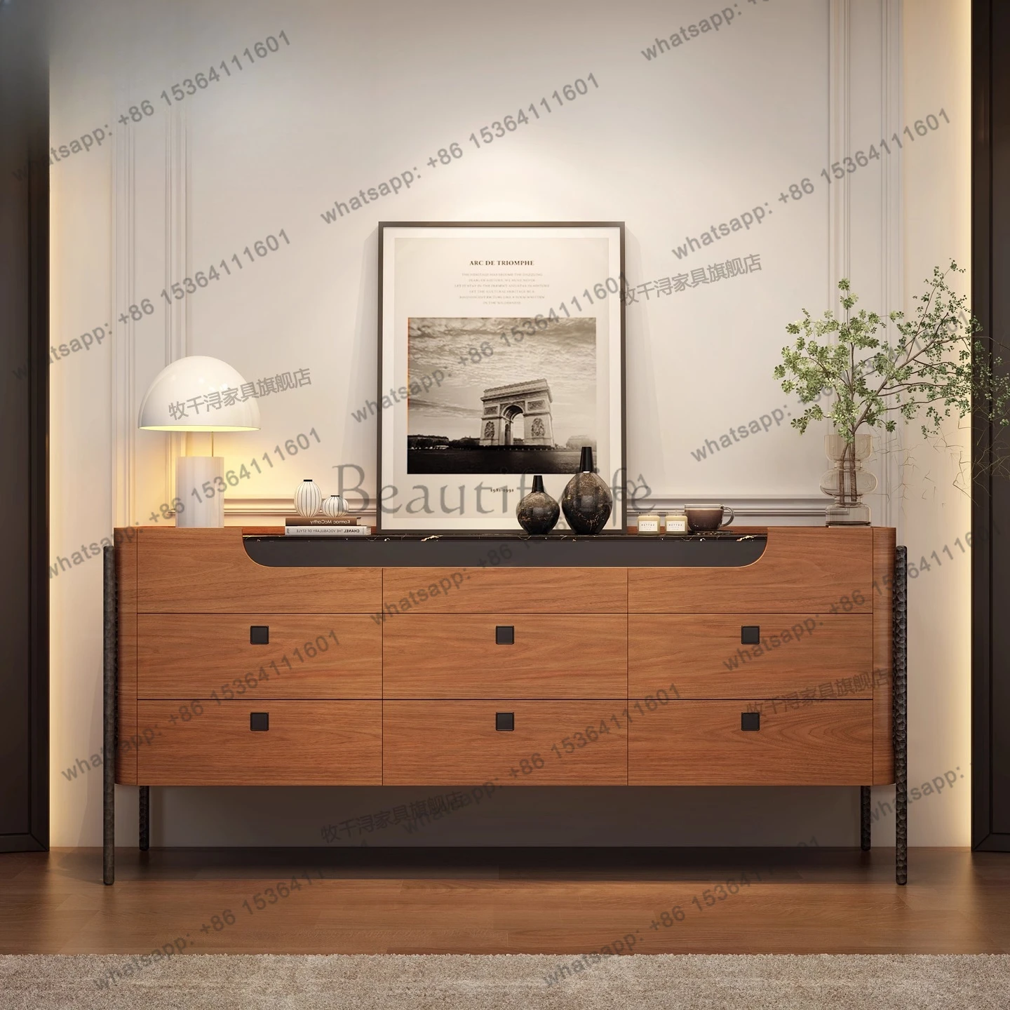 

French retro style porch chest marble multi-pump locker