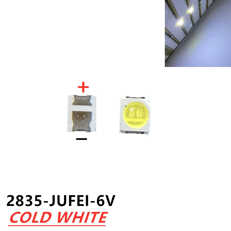 50-100pcs / lot Jufei 3528 SMD LED 2835 6V Cool white 96LM For LCD TV Backlight Application 01.JT.2835BPWS2-C