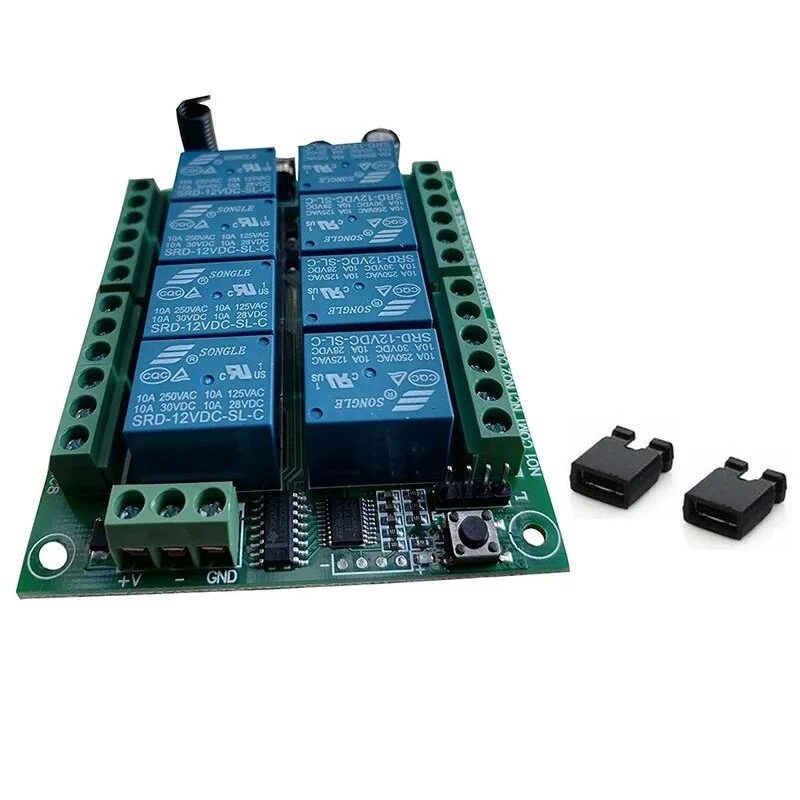 433MHZ DC 12V 24V 8CH RF Interruttore di telecomando senza fili Sistema di controllo remoto Ricevitore Trasmettitore industriale Relè 8CH