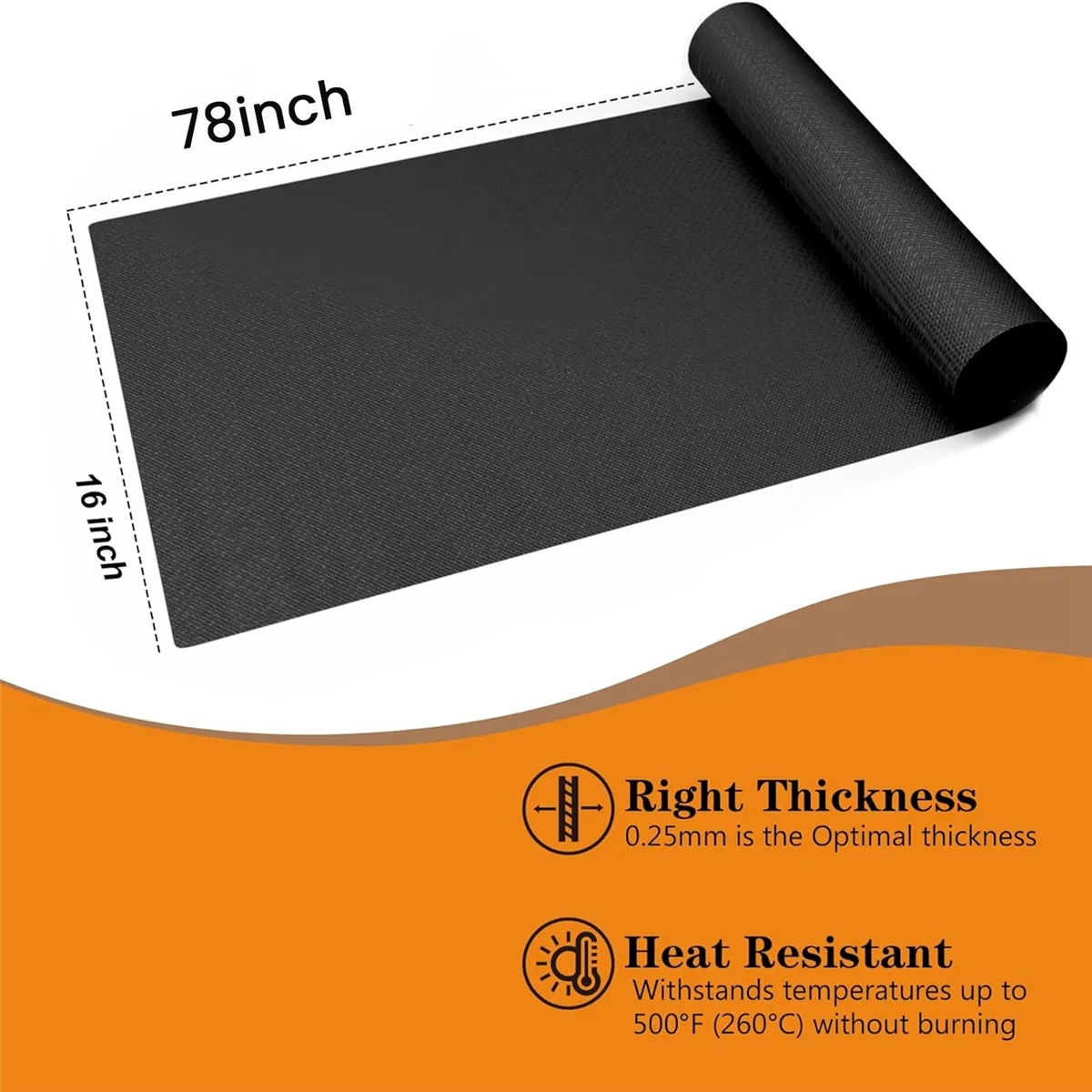 78 Inch Roll Large Copper Oven Liners for Bottom of Oven BPA and PFOA Free, Thick Heavy Duty Non Stick Oven Mats Black