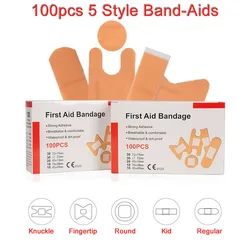 Kit de primeiros socorros impermeável para casa e viagens, gesso ferida, remendo band-aid multi tamanho, acessórios de emergência, 100 unid