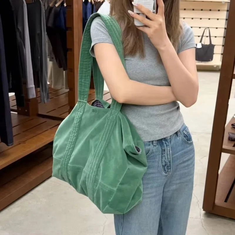 Coyseio 038 Women's Large Capacity Velvet Shoulder Bag Underarm Tote Bag Double Sided Use Soft Velvet Material Handbag