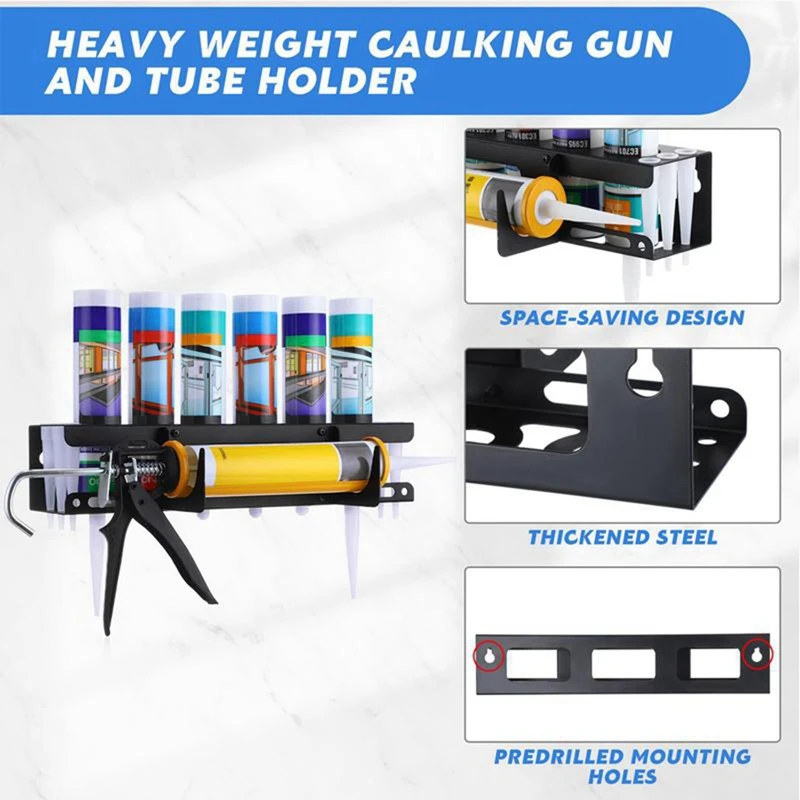 ABUL-Caulking Tube Rack Grease Tube RackติดผนังSealant Organizerหลอดเก็บกาวเครื่องมือOrganizerถือ 6 หลอด