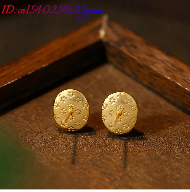 الأخضر الطبيعي اليشم أقراط الأذن مربط سحر تميمة هدايا للنساء مصمم خمر الفاخرة 18K مطلية بالذهب الإكسسوارات