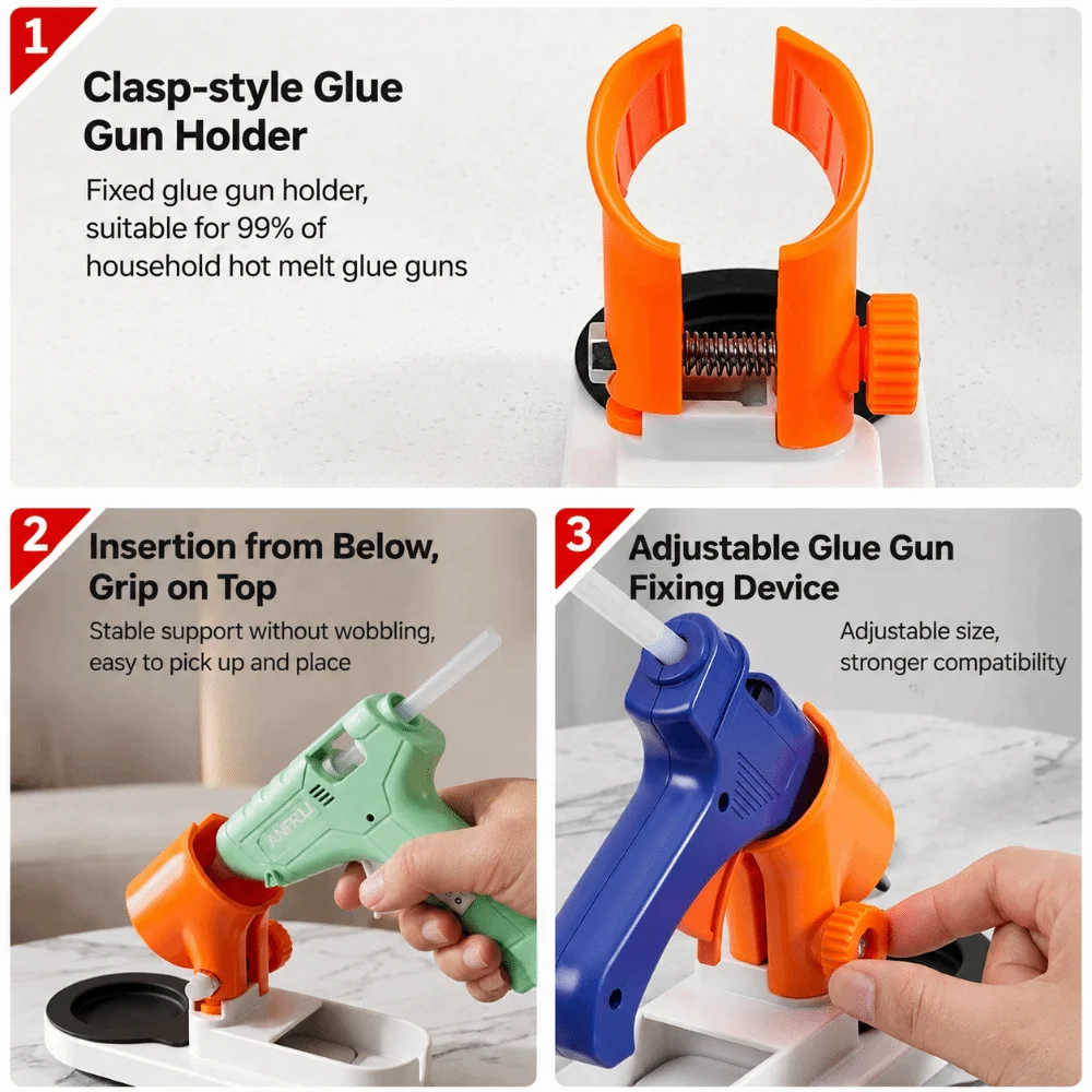 Universal Hot Glue Tool Stand Multi-functional Heat Resistant Hot Glue Rack with Drip Tray Portable Hot Glue Organizer