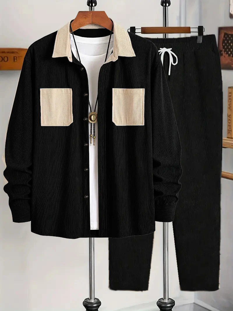 

Men's Fashion Casual Solid Color Spring Autumn Set New Arrival Comfortable Streetwear