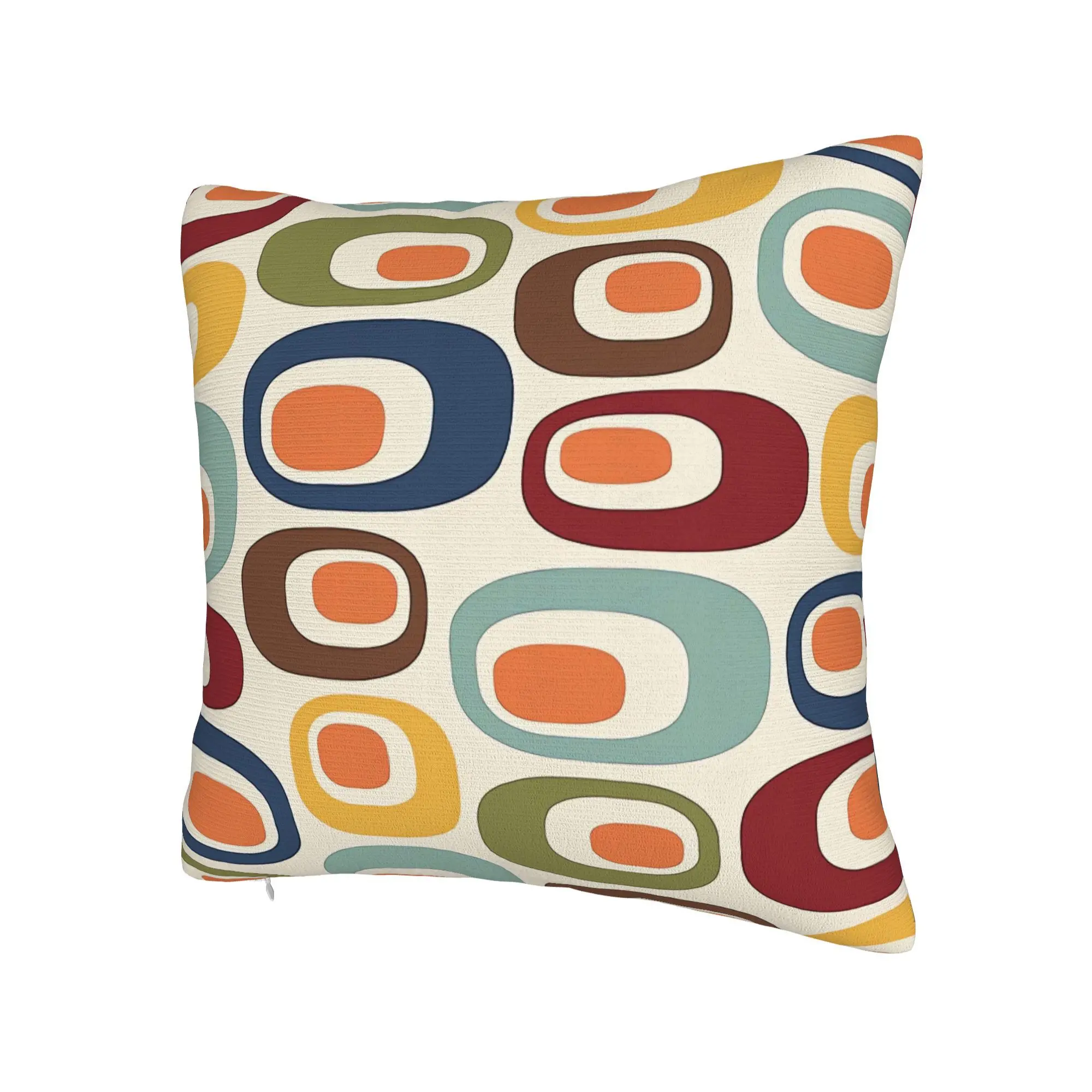 Retro Mid Century Modern Atomic Pattern 782 Themed Minimalist Pillow Covers with Muted Colors - Double Sided Print - Enhance a Calm and Balanced Living Room or Bedroom Atmosphere
