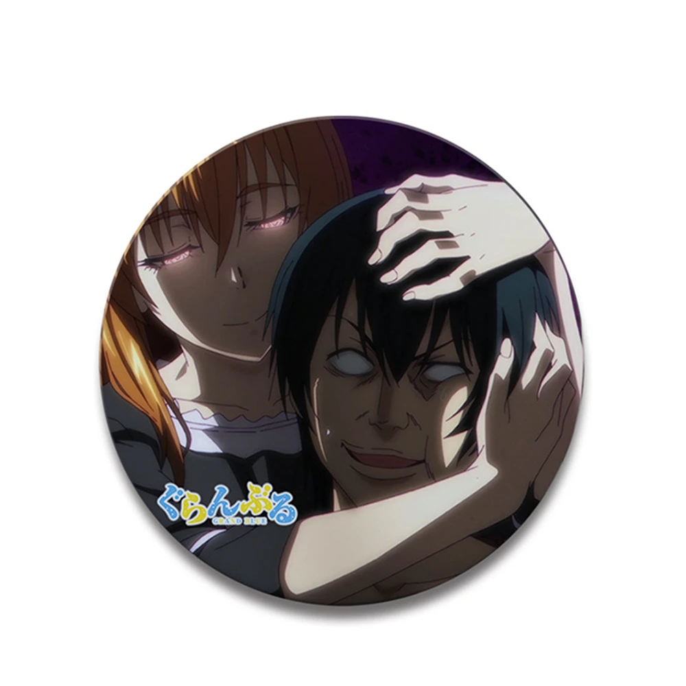 58mm Anime GrandBlue Grand Blue Iori Kitahara Chisa Kotegawa COSTUME Cosplay Distintivo Spilla SPTE Spilla in banda stagnata ﻿   Prop Natale Gilf