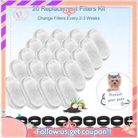 Upgraded 40PCS Cat Water Fountain Filters For 67Oz/2L And 108/3.2L Stainless Steel Pet Fountain  Cat Replacement Filters Sponges