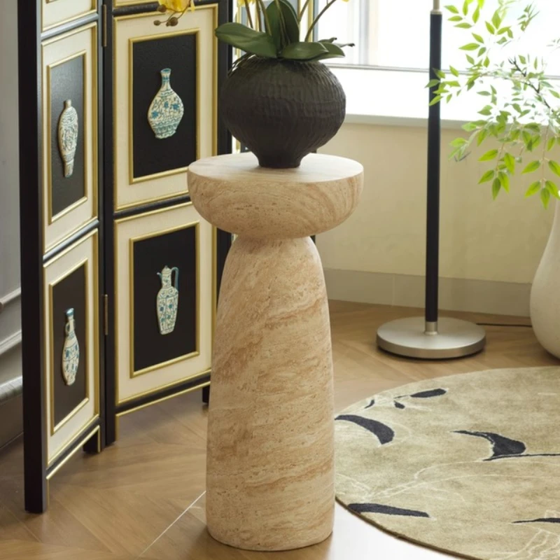 Designer High-leg Side Table Artistic Sofa Coffee Desk Modern Imitation Marble End Tables Minimalist Plant Stand for Living Room