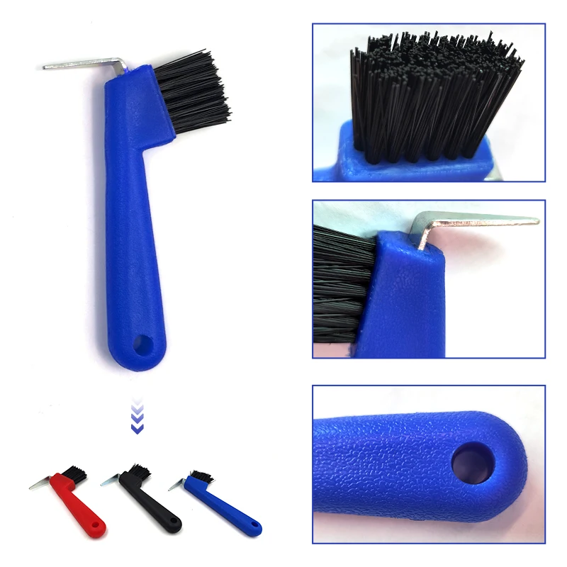 2 Pcs Horse Hoof Cleaning Tool, 2 in 1 Hoof Pick & Brush, Stable Grooming Brush for Daily Equestrian Care