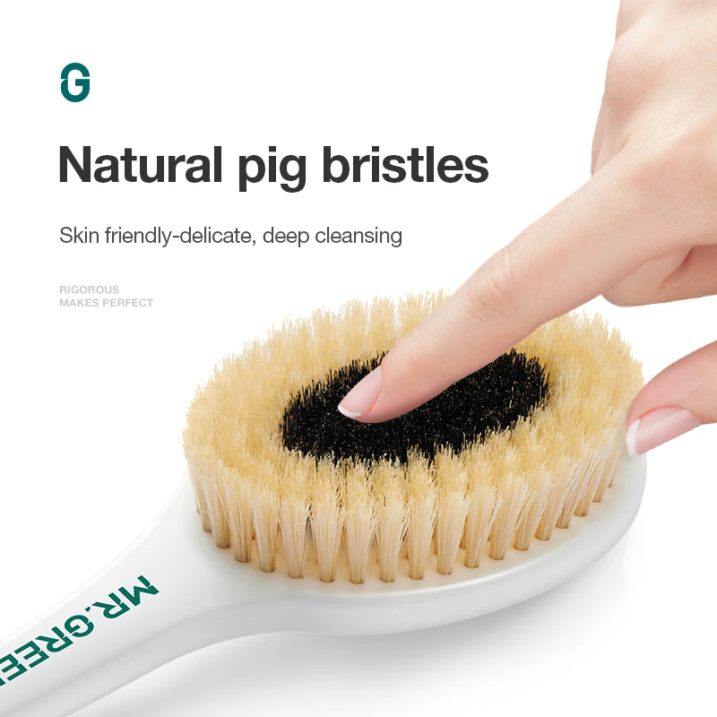 MR.GREEN Long-handled Natural Boar Bristle Bath Brush – Deep Cleansing & Skin Friendly