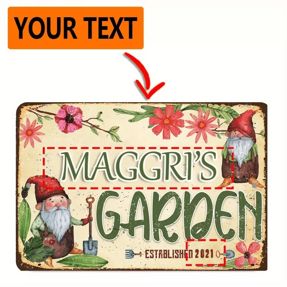 CIFbuy 2D Flat Metal Sign, Personalized Text, Garden Wall Decor, Only For Decoration