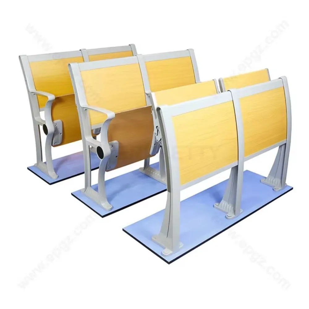 سعر المصنع أثاث الجامعة المدرسية قاعة المحاضرات مقعد خلفي مثقوب ومقعد خشبي مع لوح كتابة مرفق