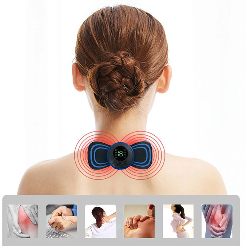 EMS Intelligent Mini Charging Portable Electric Neck Massager Shoulder and Neck Pulse Therapy Instrument Cervical Massage Patch