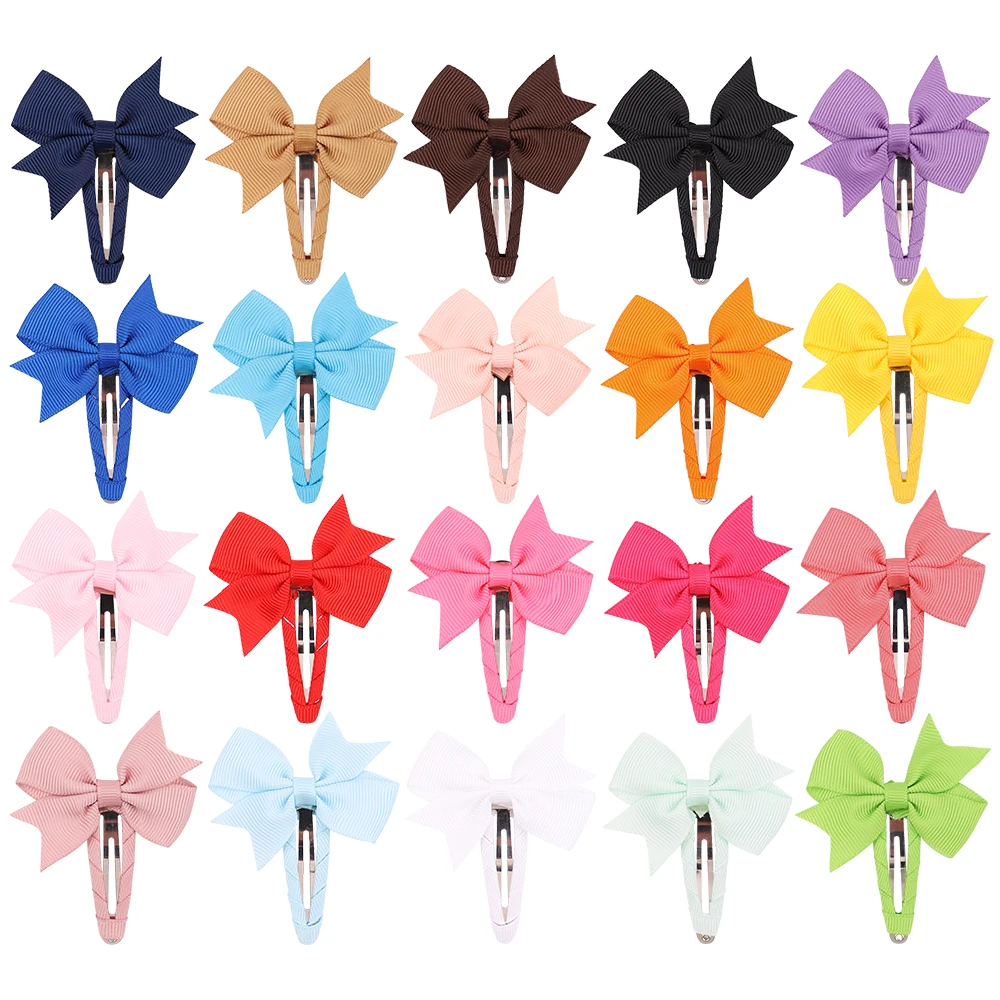 2Pcs/Lot Solid Color Bows Hair Clip For Kids Girls Ribbon Bowknot BB Clip Cute Baby Barrettes Hairpins Headwear Hair Accessories