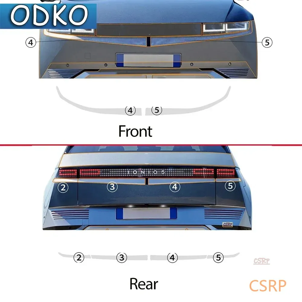 Smoked Black for Ioniq 5 2022 2023 Headlight Rearview Protection Film Car Sticker Anti-scratch Protective Smoked Clear