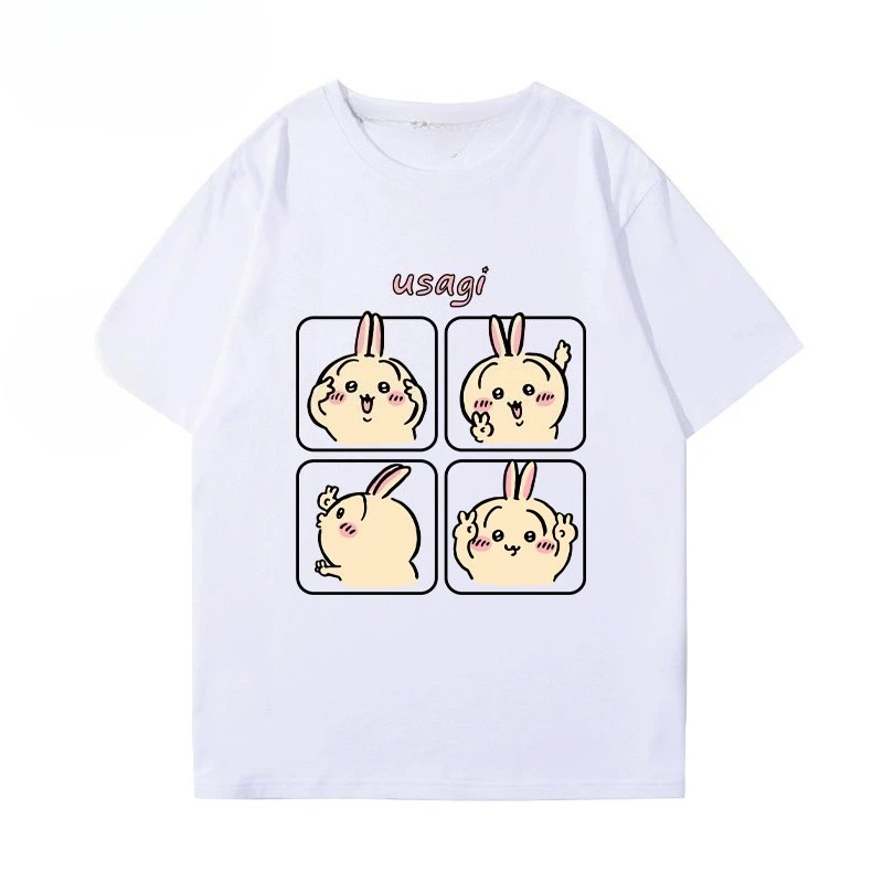 Chiikawa Usagi Hachiware Graphic Tee Unisex Cute Cartoon Short Sleeve Casual Anime Streetwear Fashion Tops