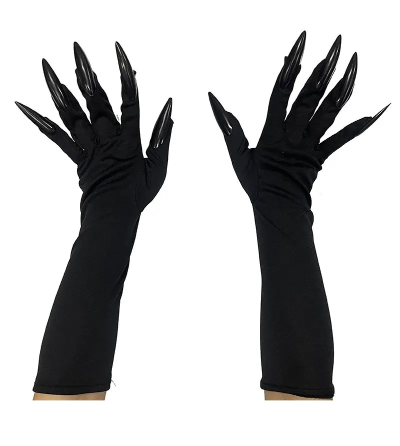 Halloween Gruselige Krallenhandschuhe Lange Nägel Cosplay Kostümzubehör Hexe Vampir Dämon Dehnbare Hände Rot Schwarz Lustiger Handschuh 2026 – Detail 9
