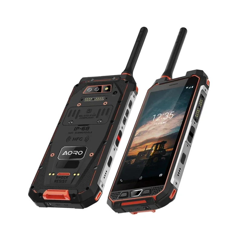 Aoro m5 industrial walkie talkie telefone inteligente robusto de longo alcance baixo preço com walkie talkie telefone à prova d' água