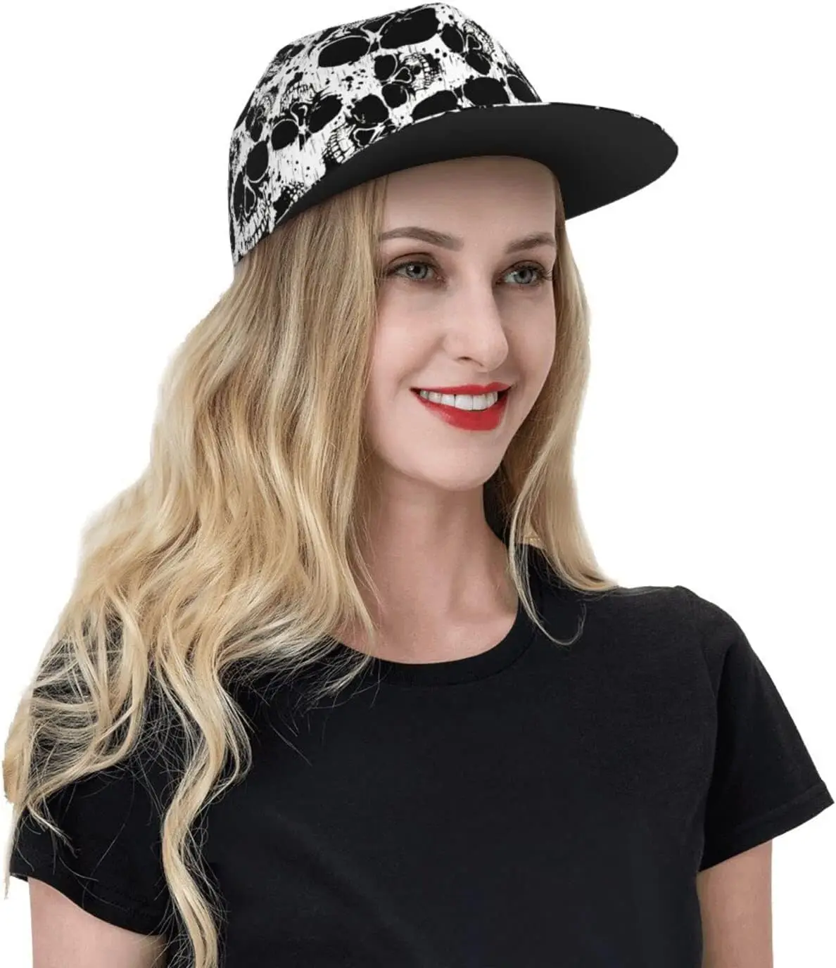 Skull Baseball Cap for Men Women Snapback Flat Bill Hip Hop Hat Baseball Hats