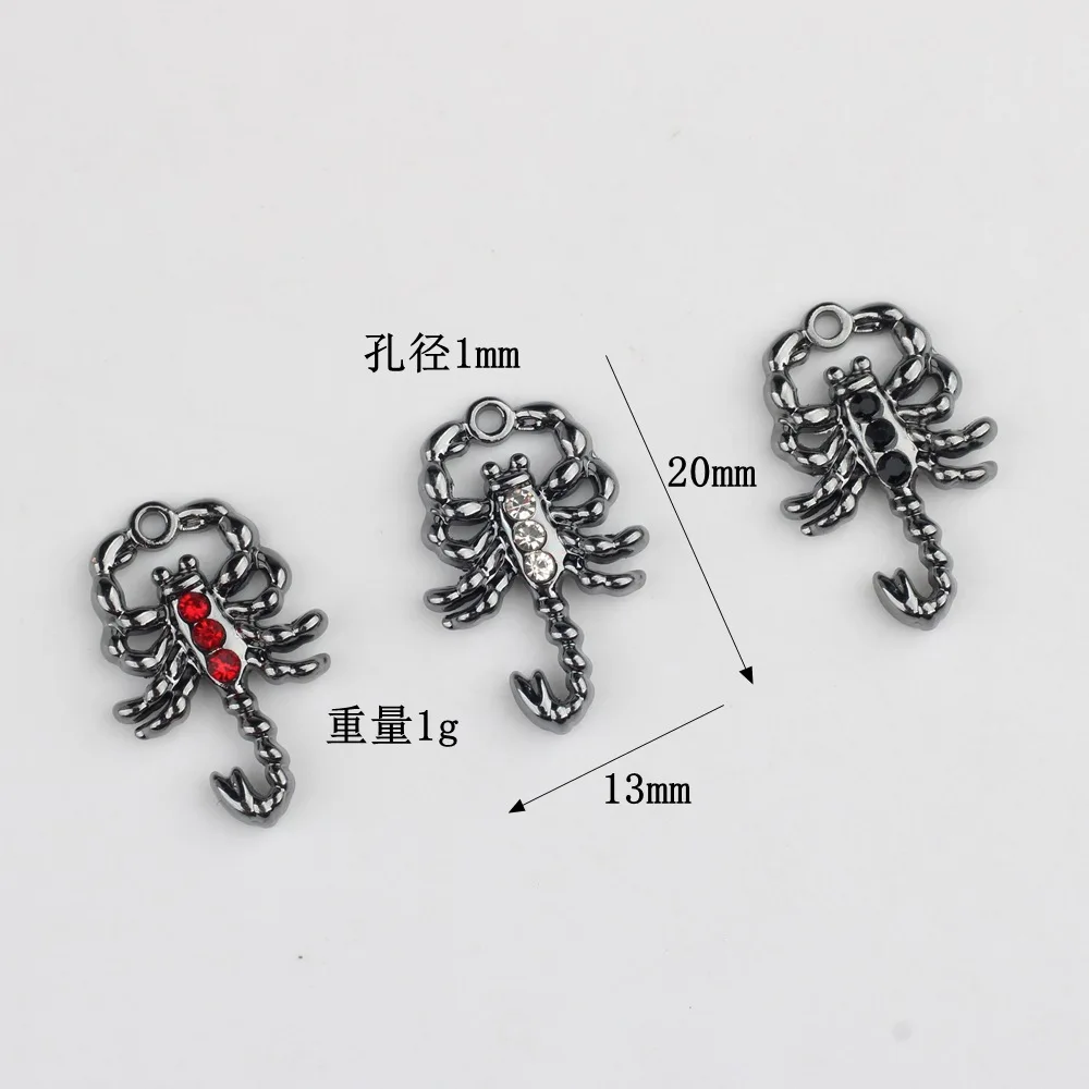 10Pcs/lot Simple Alloy Zircon Inlay Scorpion Pendant DIY Charm for Bracelet Necklace Earring Jewelry Making Accessories