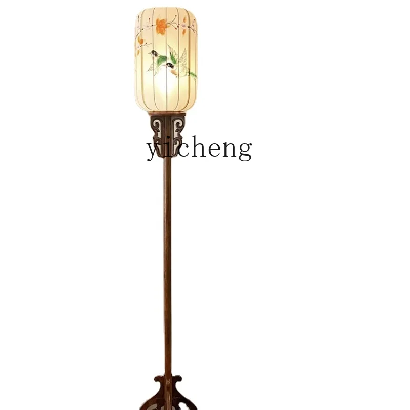 Xl New Chinese Floor Lamp Study Bed & Breakfast Tea Room Zen Antique Solid Wood Floor Lamp