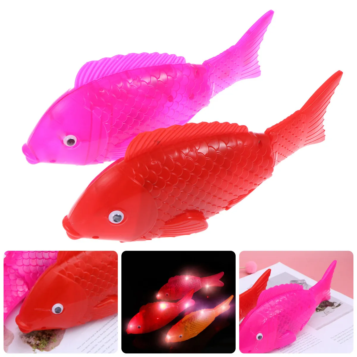 

2Pcs Bright Color Shaped Glowing Rocking Fish for Babies Swing Forward Illuminate Music Encourages Crawling