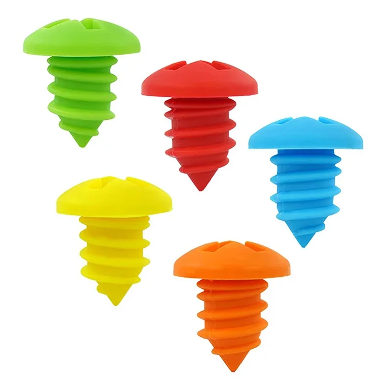 

5PCS Screw Shape Silicone Wine Stopper - Airtight Leakproof Reusable, Grade Creative Home Bar Accessories for Party/Kitchen