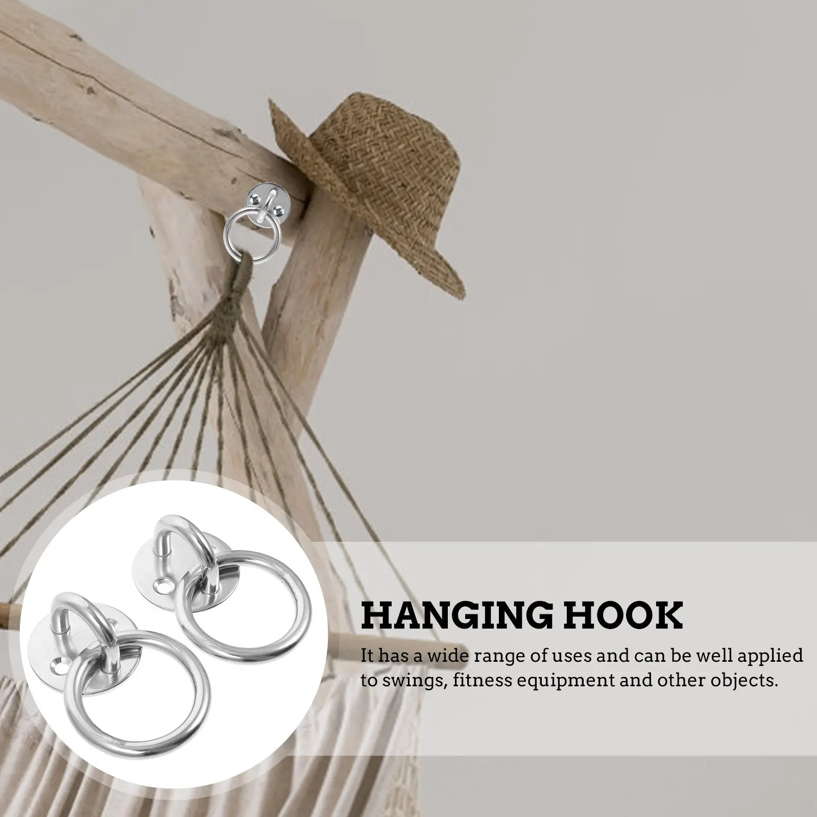 2Pcs Ceiling Pad Eye Hook Kit Heavy Duty Stainless Steel Round Wall Mount Hanging Fitting for Hammock Swing Chair Ceiling Anchor