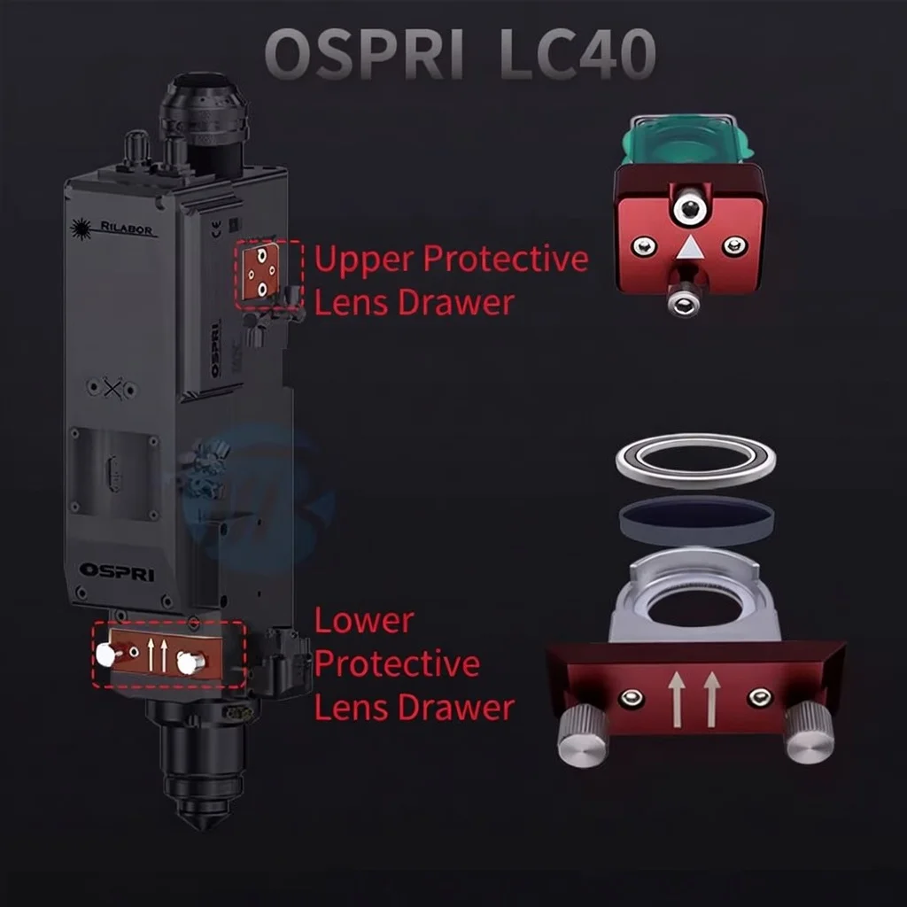 OSPRI Laser Cutting Head Protective Lens Drawer Focusing Lens Bracket Module For LC40 LC209 LC218 LC608 LCH15B0 LCN03A0 LCM08B0