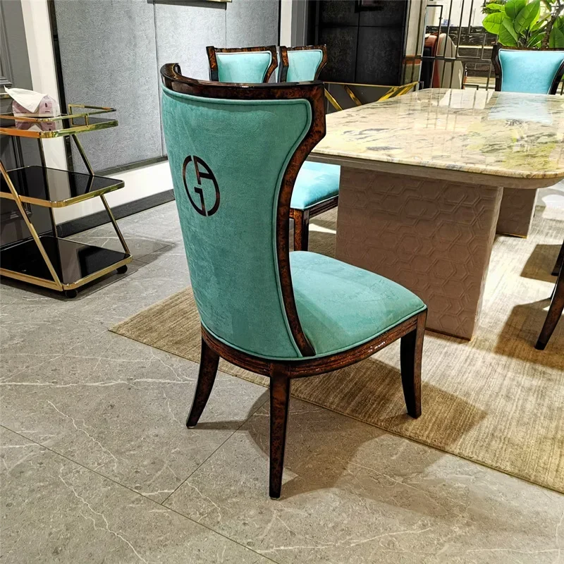 Luxury long dining table set rectangular western-style dining table, chair and western-style marble dining table