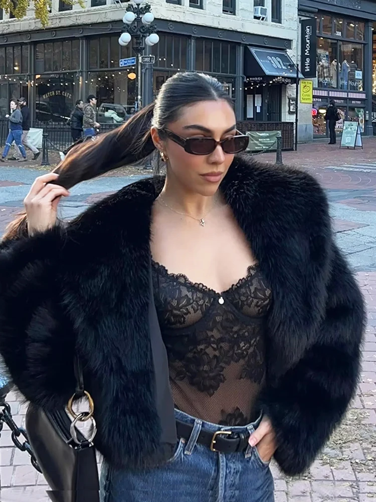 

2025 High Quality Brown Faux Fur Coat Woman Big Collar Loose Fluffy Faux Fur Jacket Woman Coats Winter Clothes Fur Faux Coat