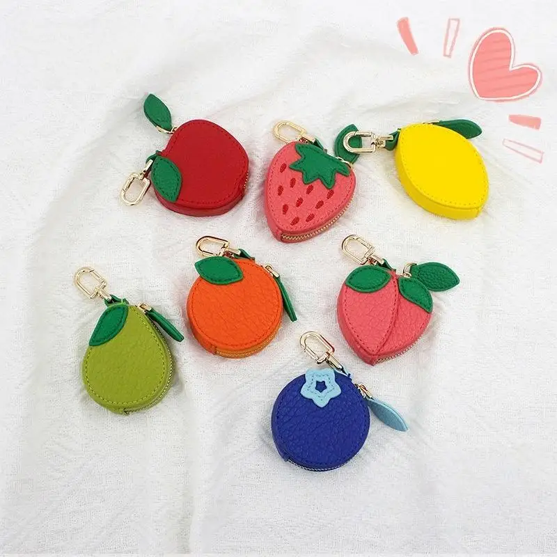 1 Stück Blaubeer-Design Frucht-Charm Münzbörse Niedlicher PU-Leder Anhänger Schlüsselanhänger Kopfhörer-Tasche Mini-Aufbewahrungstasche – Detail 4