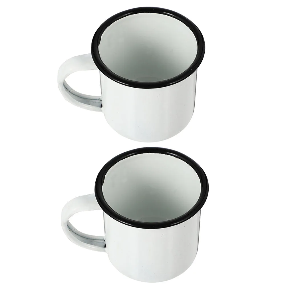 

2 Pcs Vintage Enamel Drinking Cup Bride Tea Mug Coffee Travel Chinese Traditional