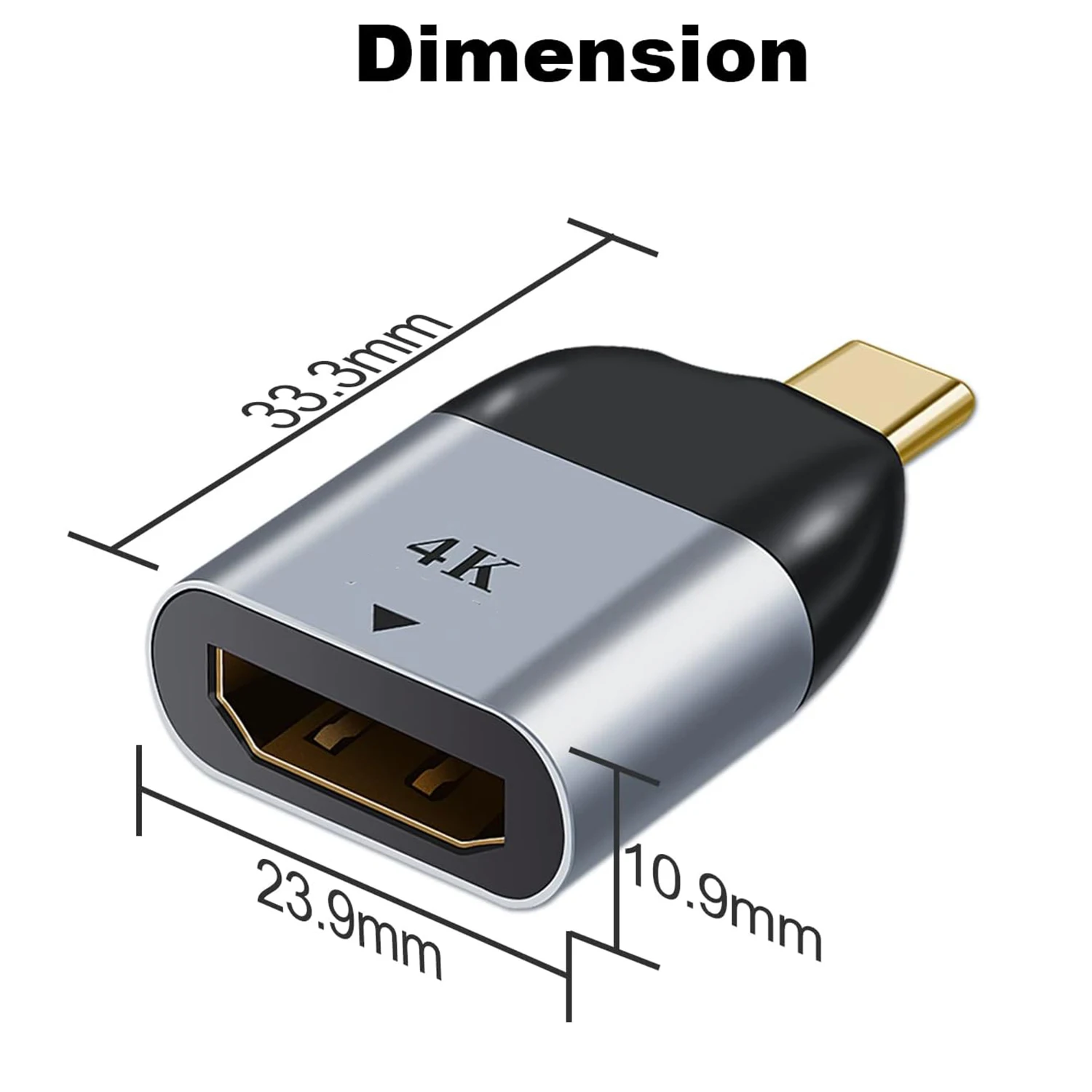 USB C to 4K@60Hz Adapter Thunderbolt3 Type-C to HD Display Converter Compatible with Macbook Pro/Air Ipad Pro Surface To Monitor